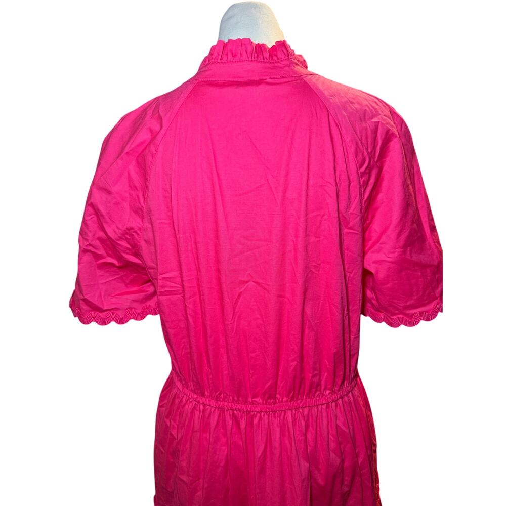 Crown & Ivy Pink Ric Rac Tiered Cotton Midi Dress, Coastal Summer, Size Medium - Picture 9 of 11